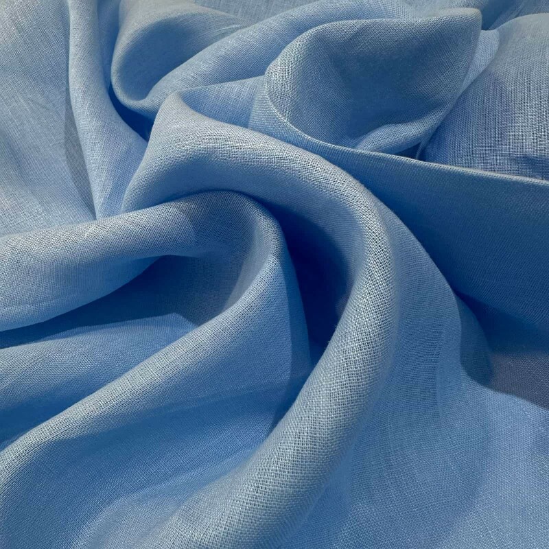 Último Corte - 60cm - Linho Puro - Azul Claro